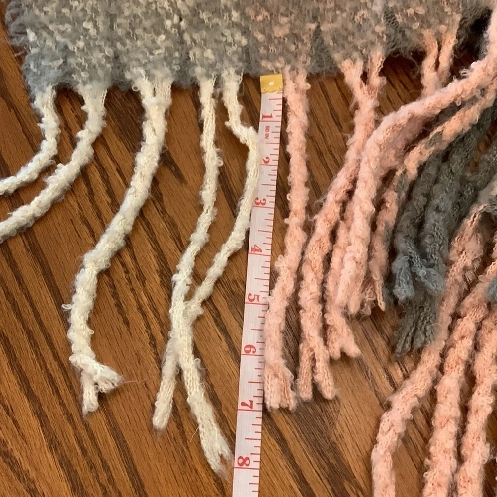 Altered state scarf long large fringe boho warm cozy large plaid blush pink